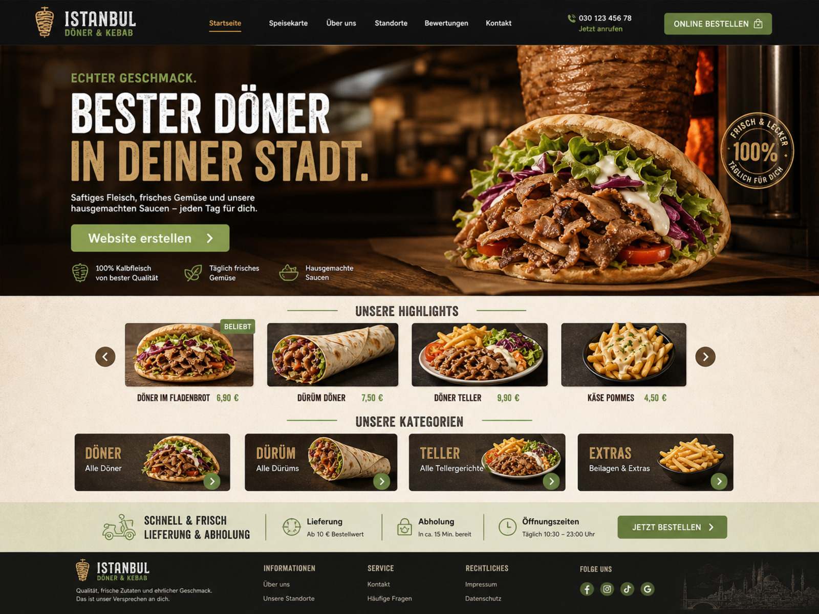 Website-Vorschau für Döner- und Kebabrestaurants