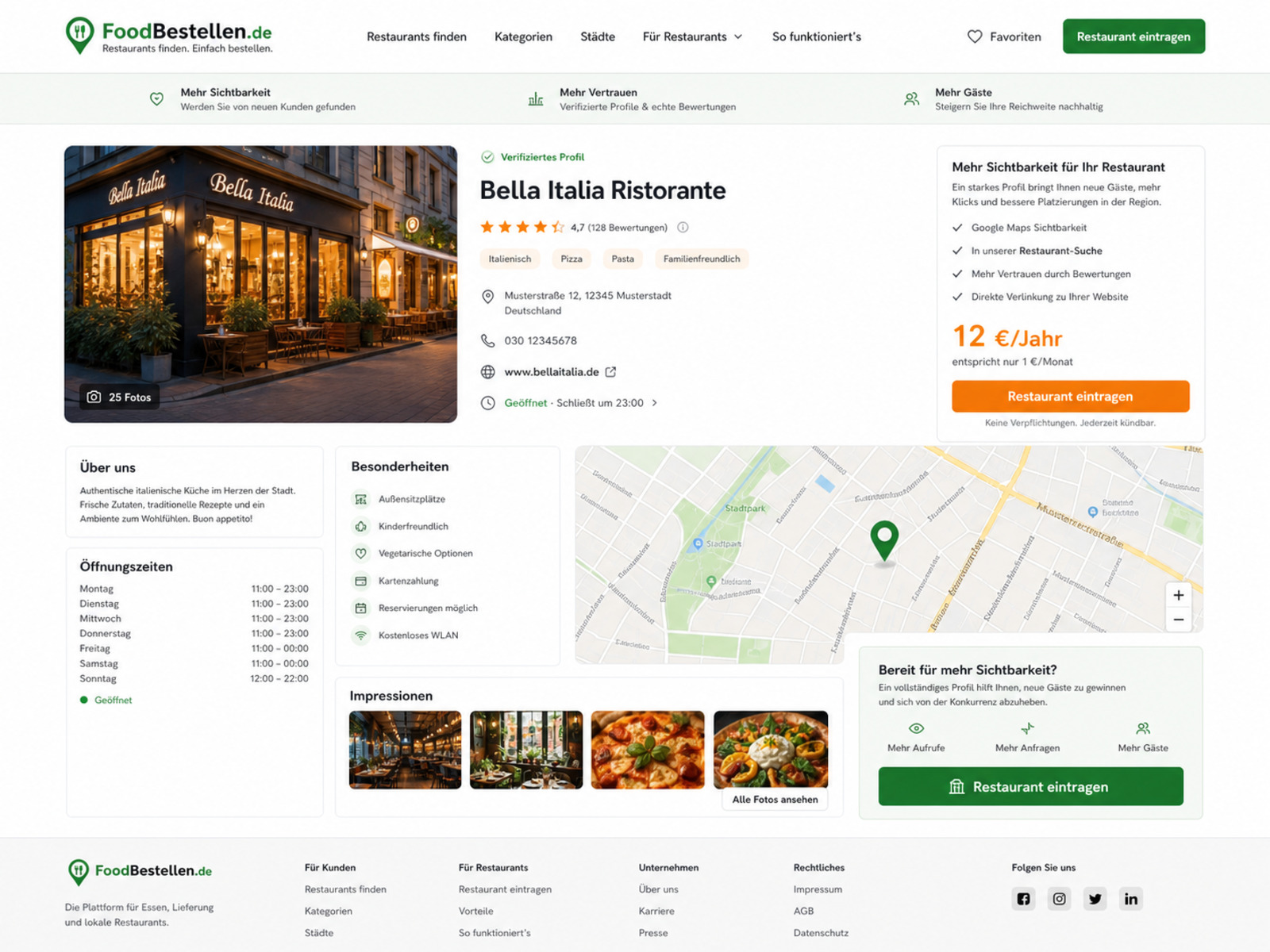 Vorschau für ein Restaurant-Verzeichnisprofil auf FoodBestellen.de
